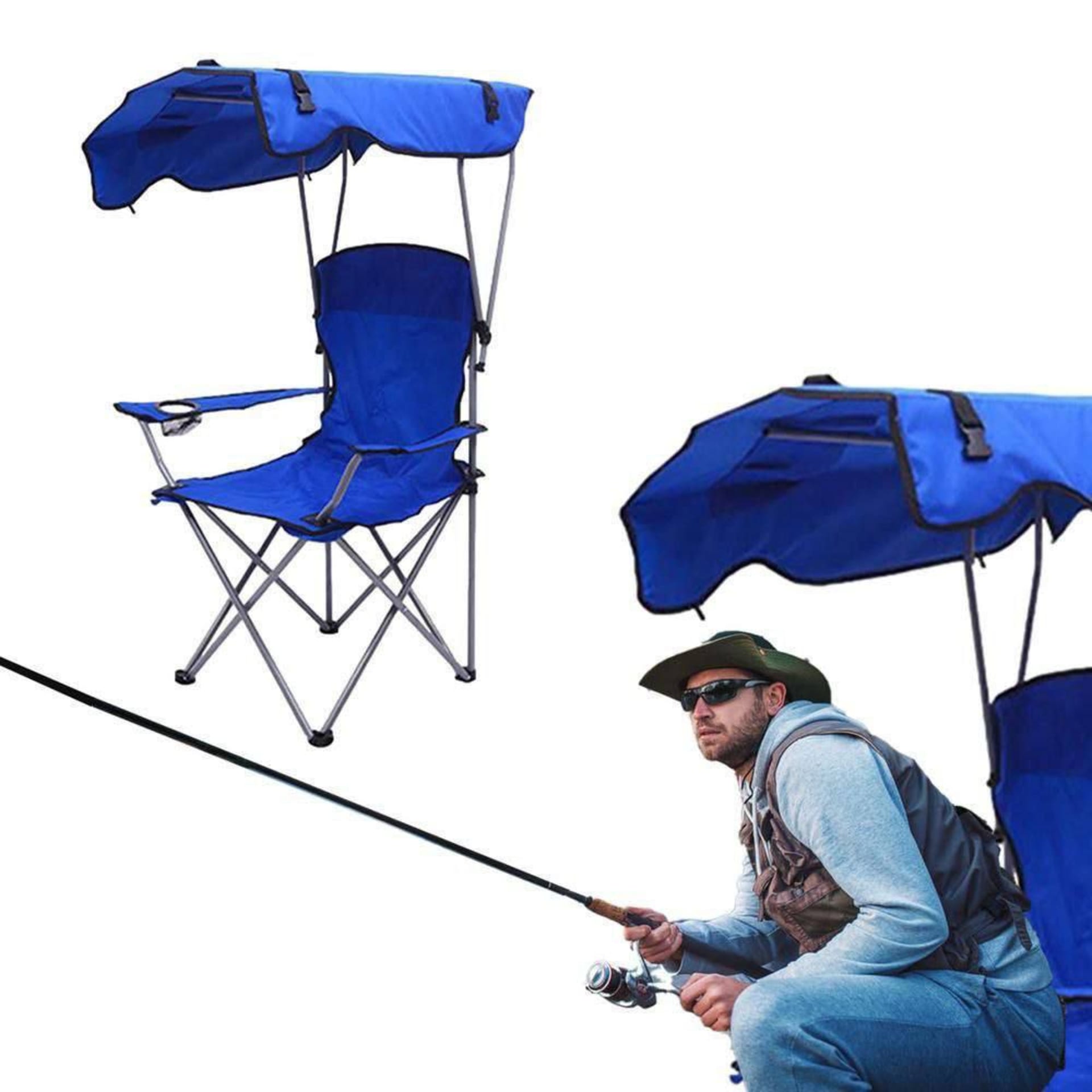 Chaise de camping avec parasol 5