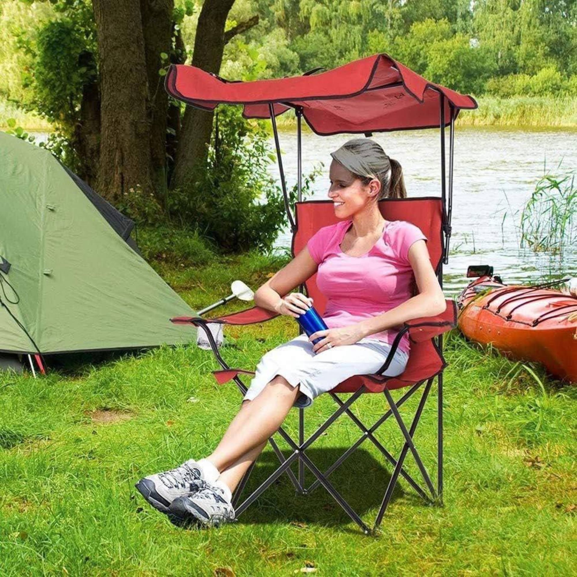 Chaise de camping avec parasol 7