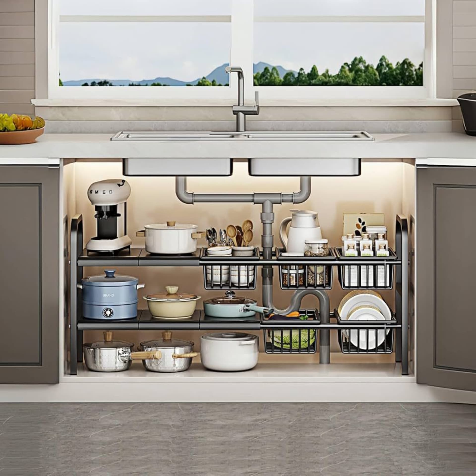 Expandable Two-Tier Metal Shelf 5