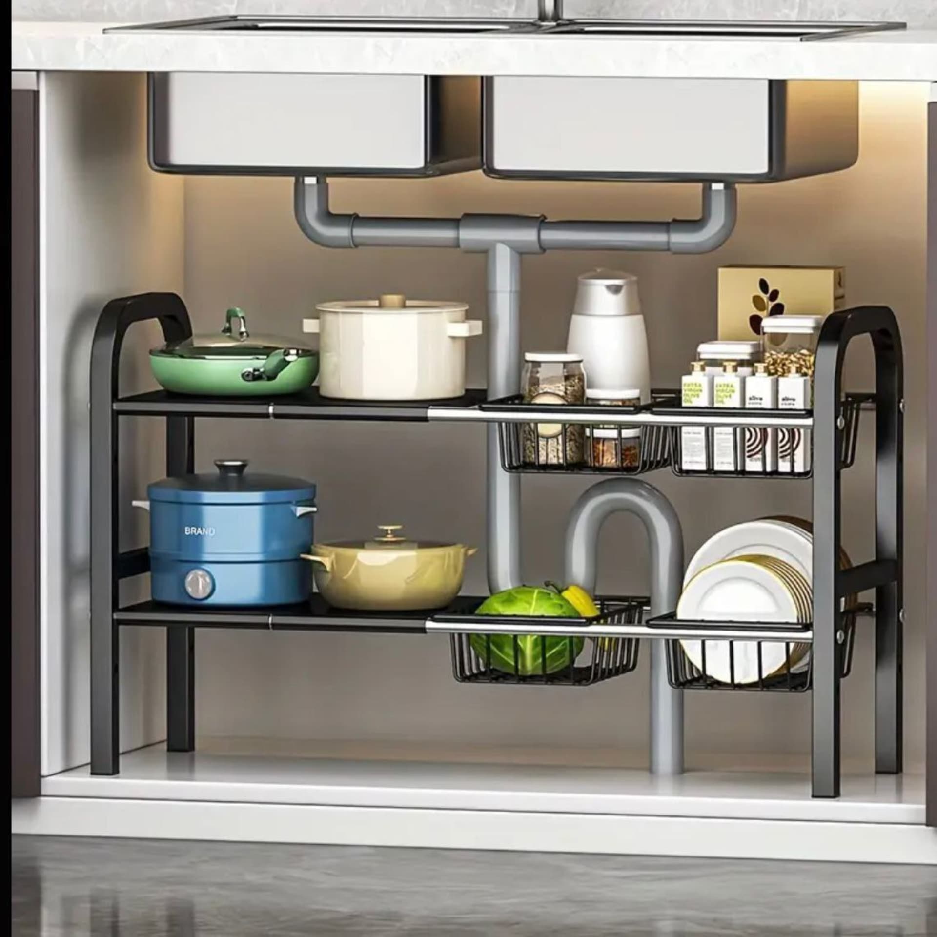 Expandable Two-Tier Metal Shelf 7