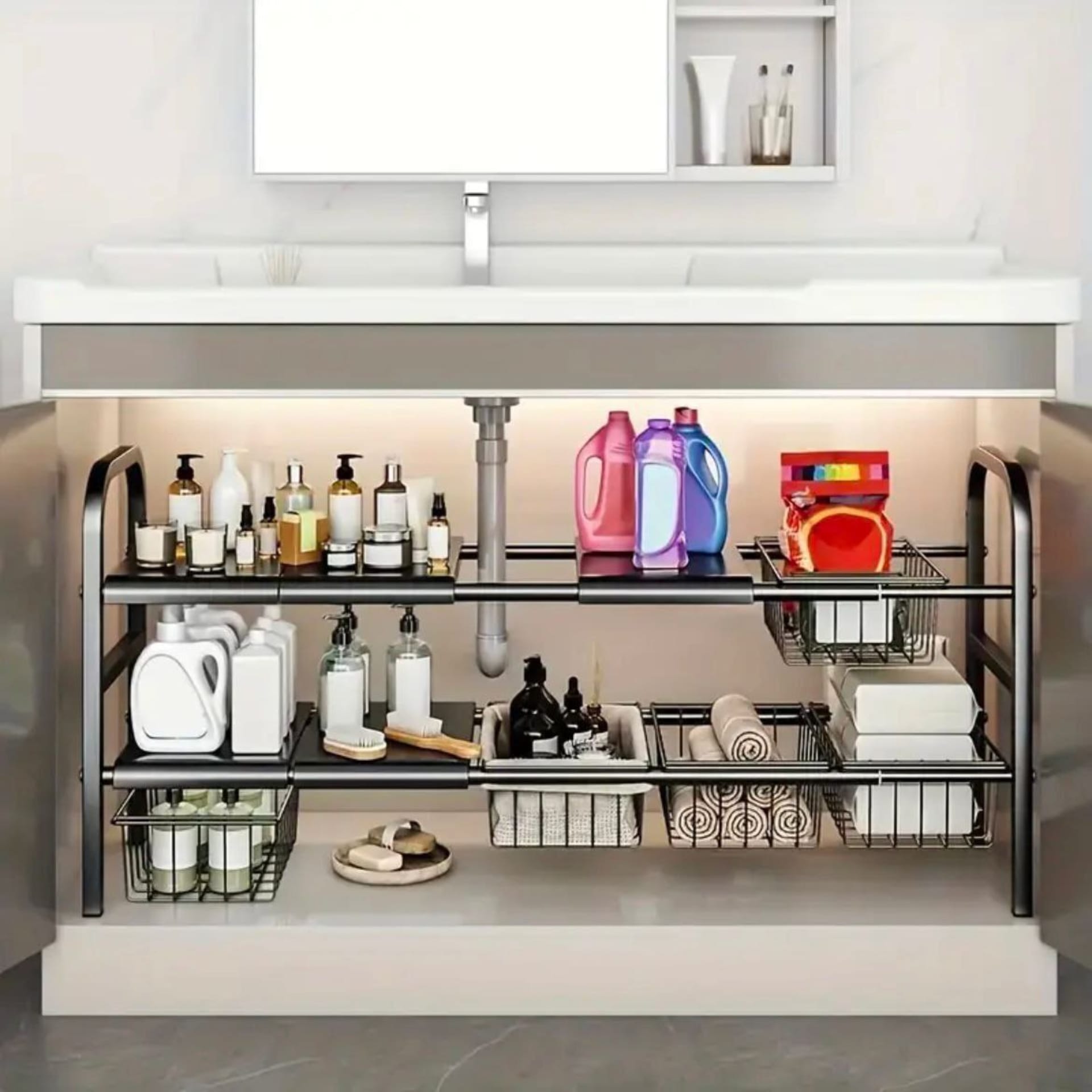 Expandable Two-Tier Metal Shelf 8