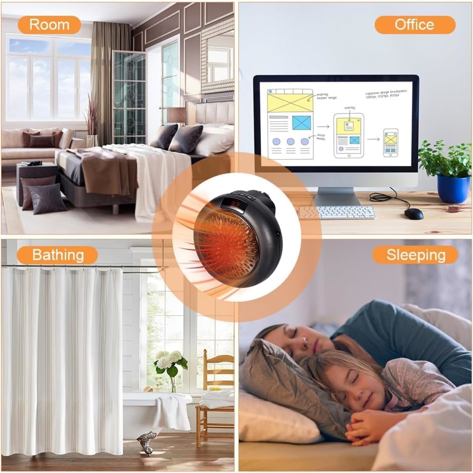 Radiateur Flame Heater 900W – chauffage rapide et sûr en format compact 4
