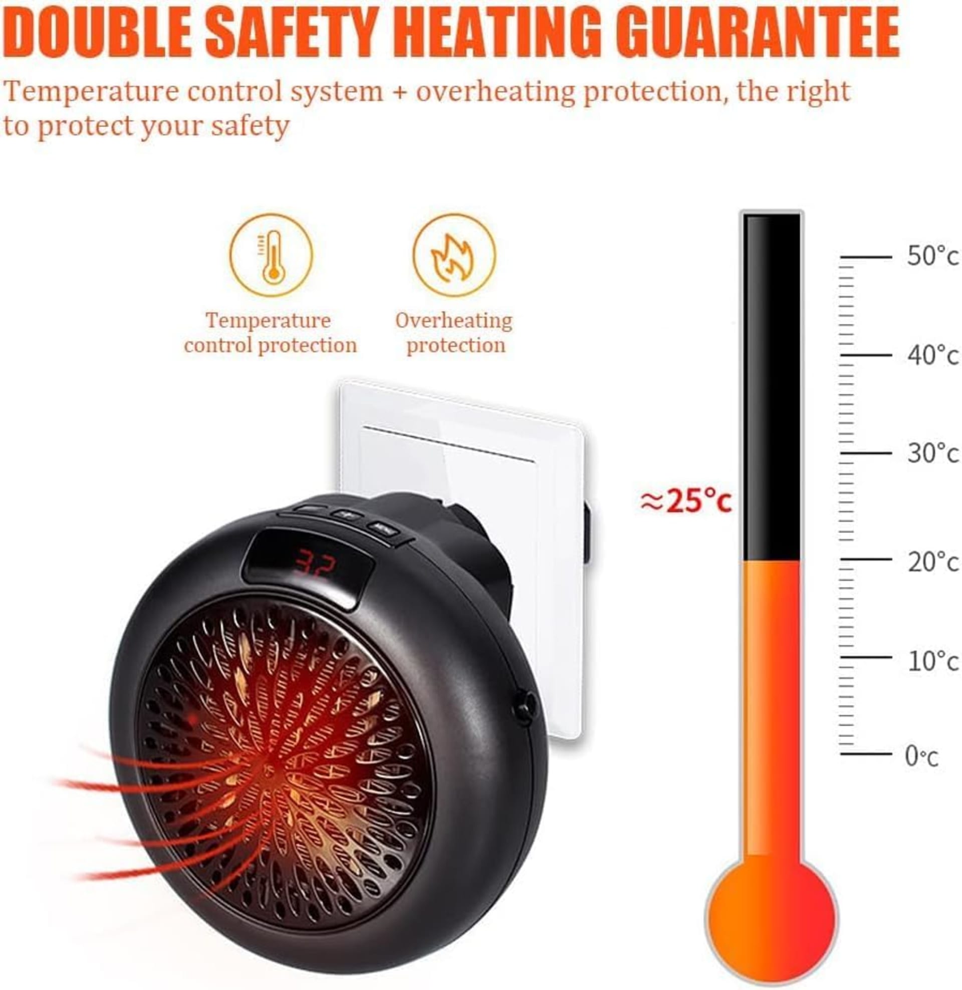 Radiateur Flame Heater 900W – chauffage rapide et sûr en format compact 8