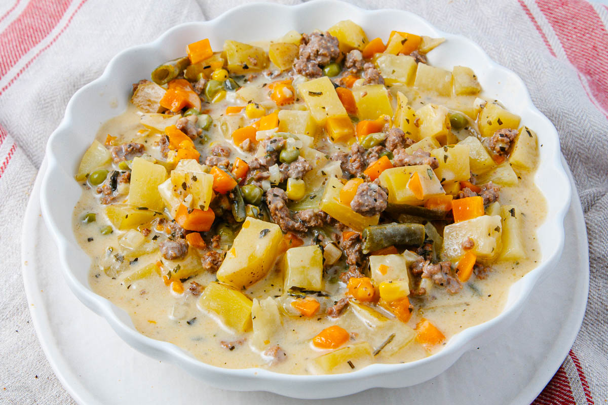 Cheesy Hamburger Potato Soup (Crockpot or Stovetop)