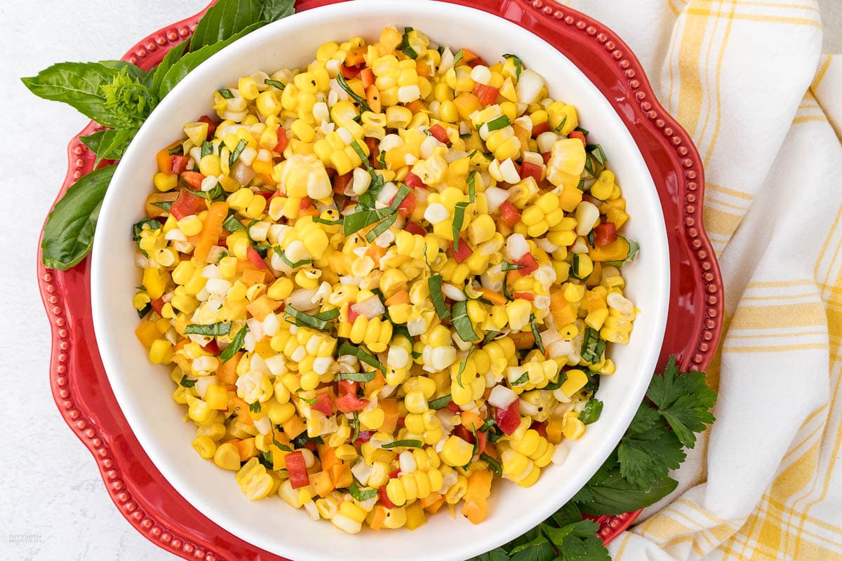 Salads, corn