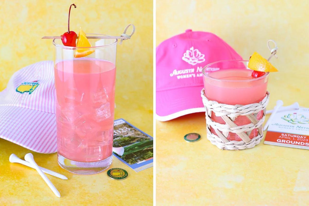 Bright pink vodka cocktail with pineapple and lemon.