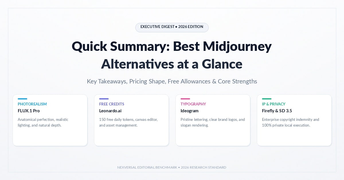 Quick Summary: Best Midjourney Alternatives at a Glance