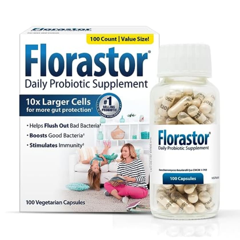 Daily Probiotic Supplement for Men and Women – Saccharomyces Boulardii lyo CNCM I-745 (500 mg; 100 Capsules) from Florastor