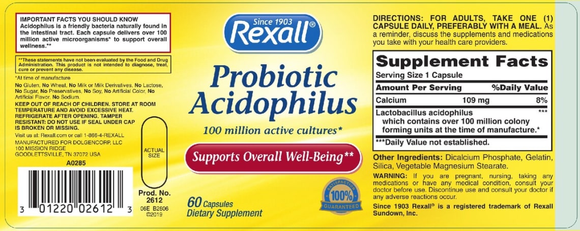 Probiotic Acidophilus from Rexall