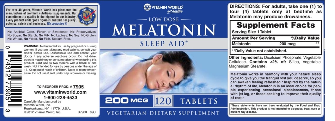 Low Dose Melatonin 200 mcg from Vitamin World