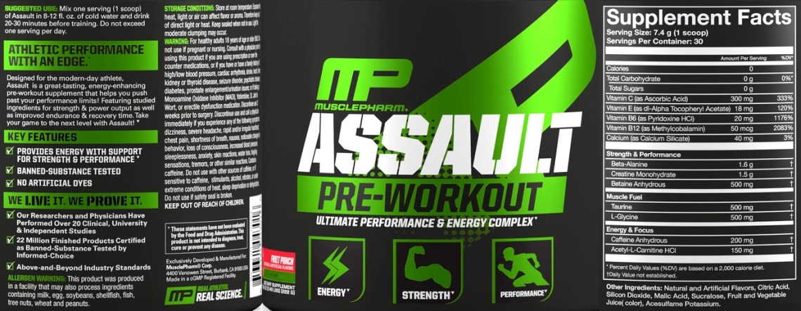 Assault Pre-Workout Fruit Punch from MP MusclePharm