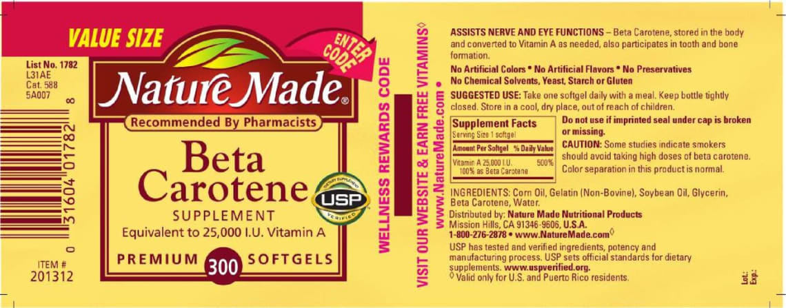 Beta Carotene Supplement from Nature Made