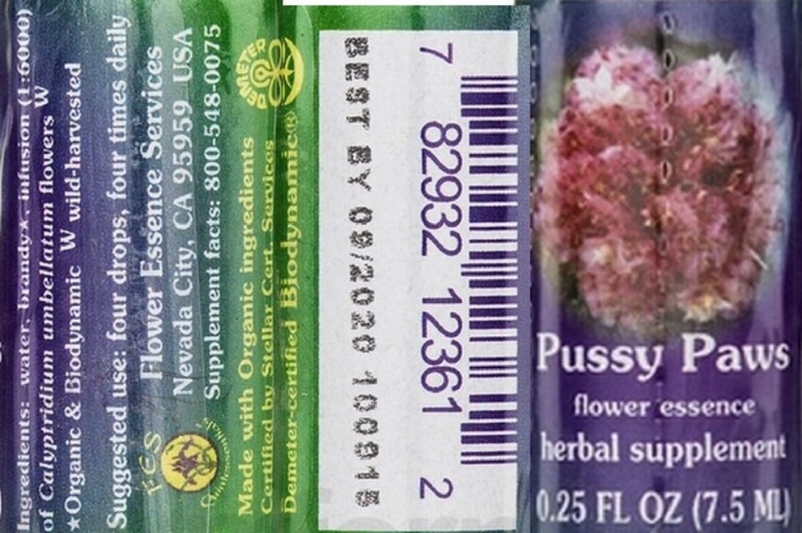 Pussy Paws Flower Essence from Flower Essence Services