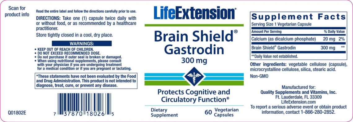 Brain Shield Gastrodin 300 mg from Life Extension
