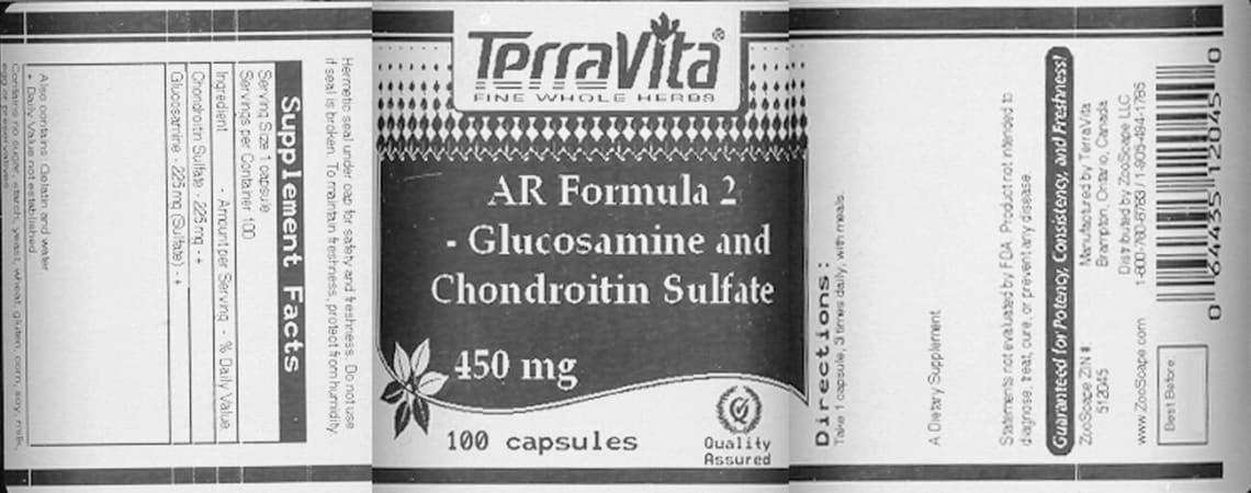 AR Formula 2 - Glucosamine And Chondroitin Sulfate 450 mg from TerraVita