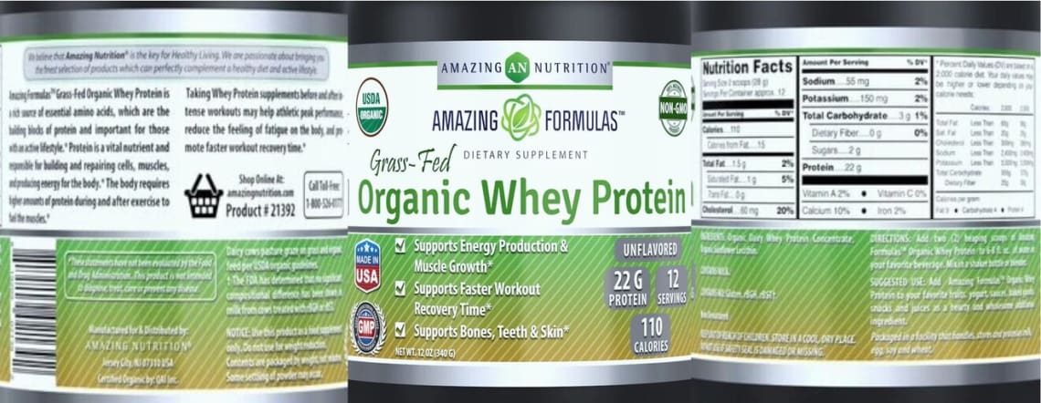 Organic Whey Protein Unflavored from AN Amazing Nutrition Amazing Formulas