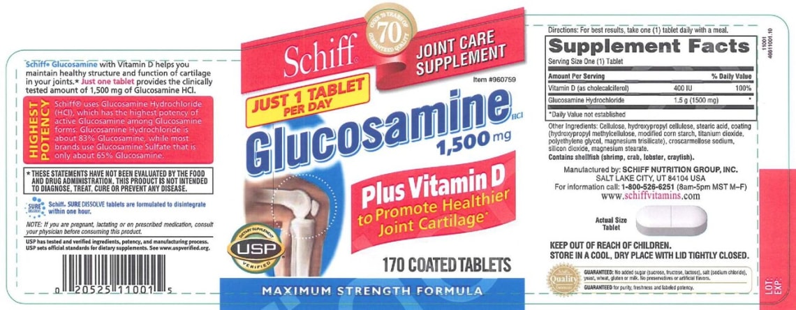 Glucosamine HCl 1,500 mg Plus Vitamin D from Schiff