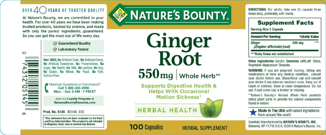 Ginger Root 550 mg from Nature's Bounty