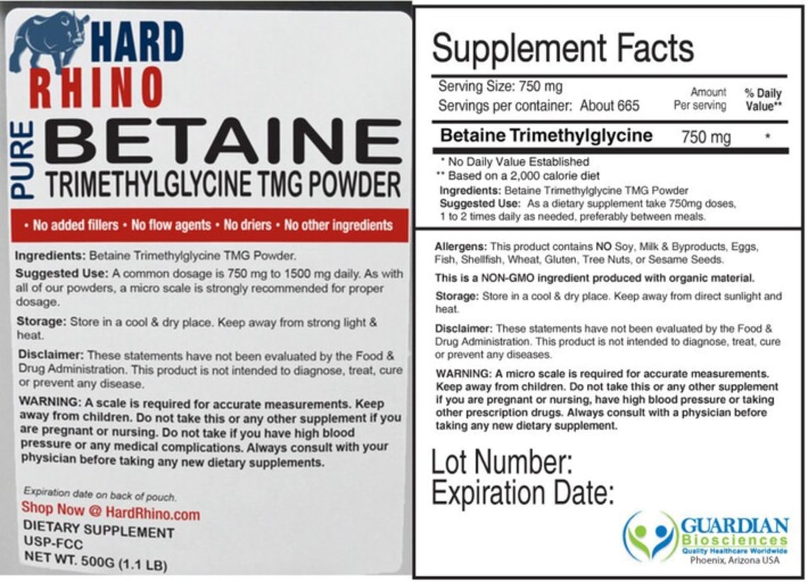 Pure Betaine Trimethylglycine TMG Powder from HARD RHINO