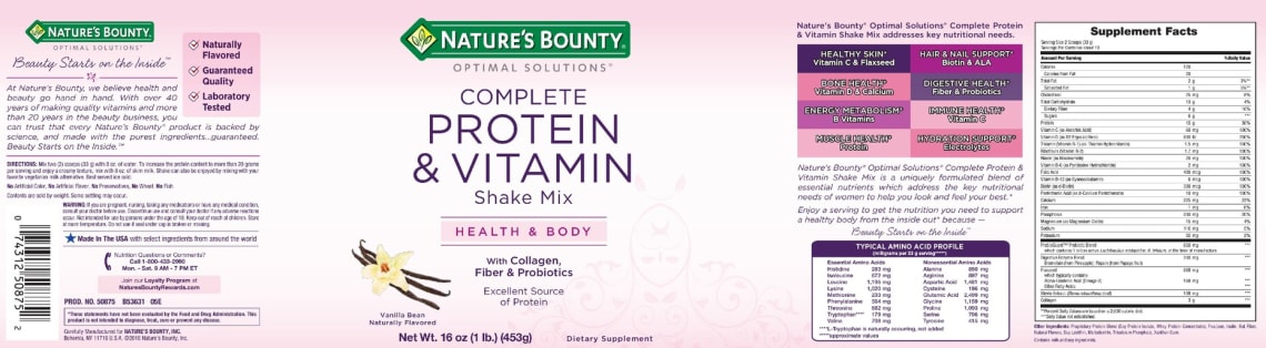 Complete Protein & Vitamin Shake Mix Vanilla Bean from Nature's Bounty