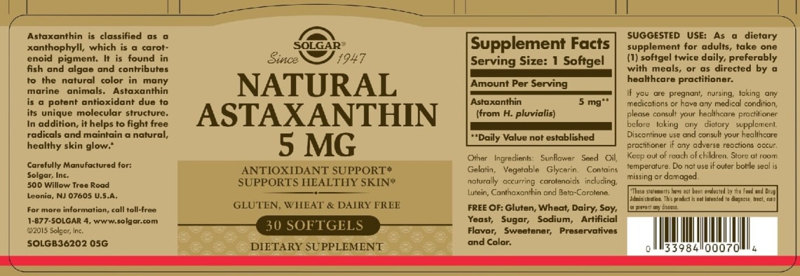 Natural Astaxanthin 5 mg from Solgar