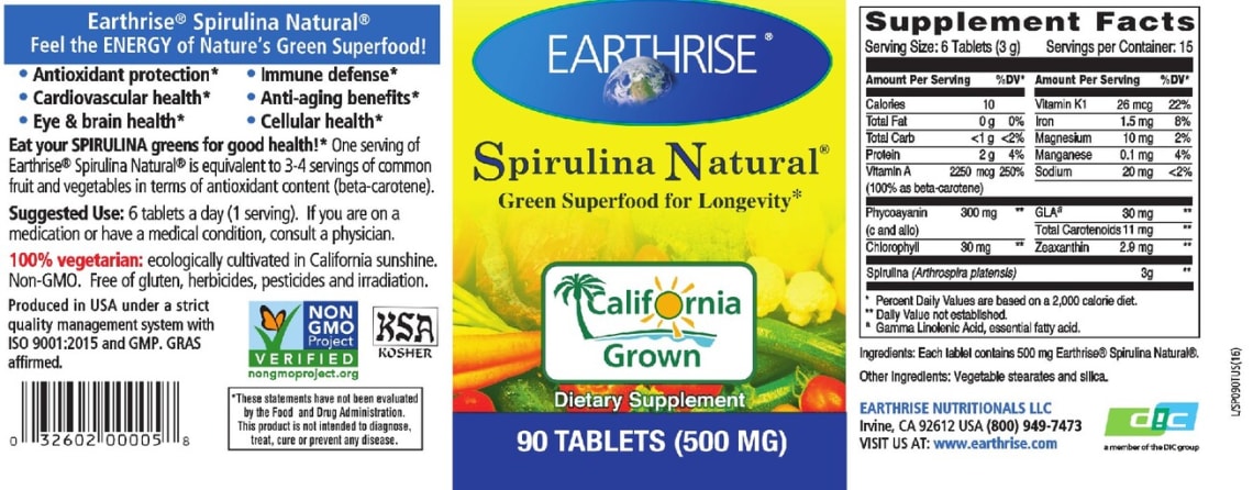 Spirulina Natural Tablets from Earthrise