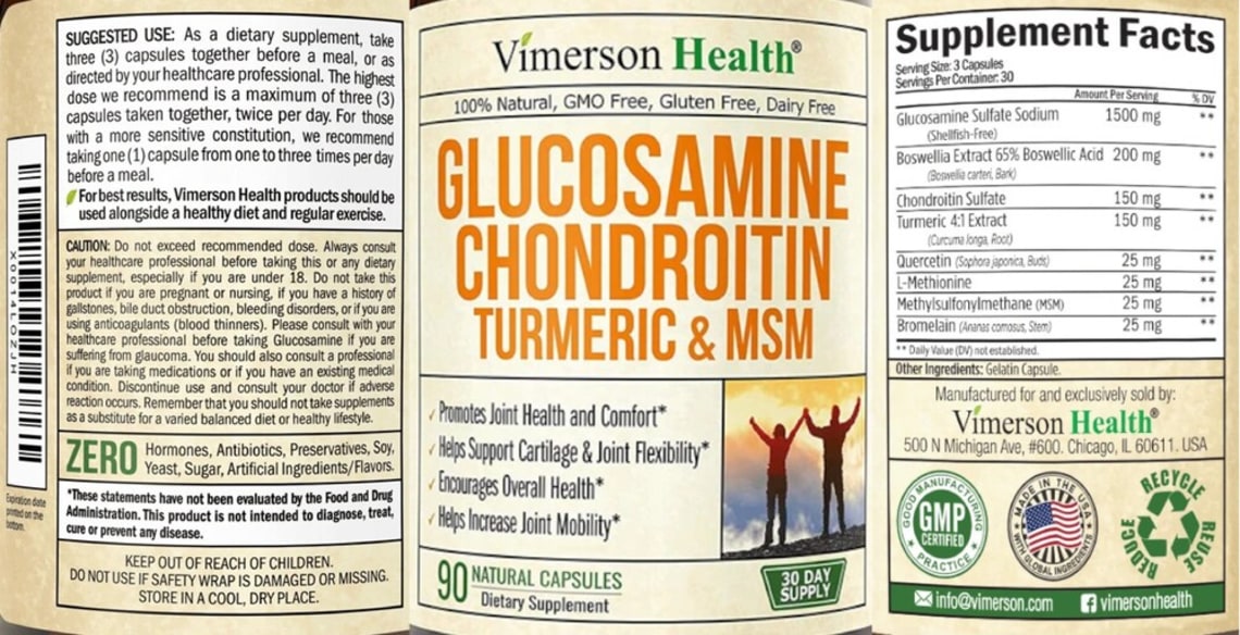 Glucosamine Chondroitin Turmeric & MSM from Vimerson Health