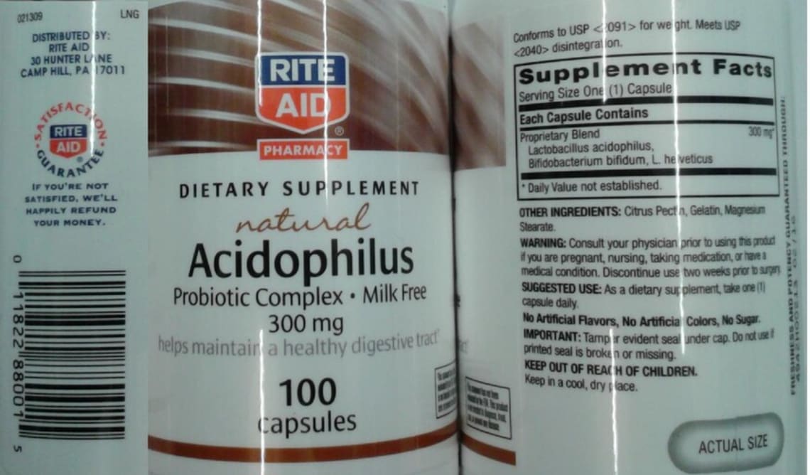 Natural Acidophilus 300 mg from Rite Aid Pharmacy