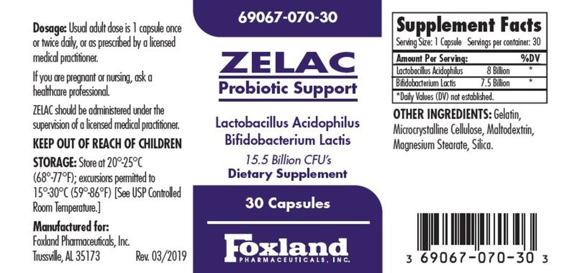 Zelac Probiotic Support from Foxland Pharmaceuticals