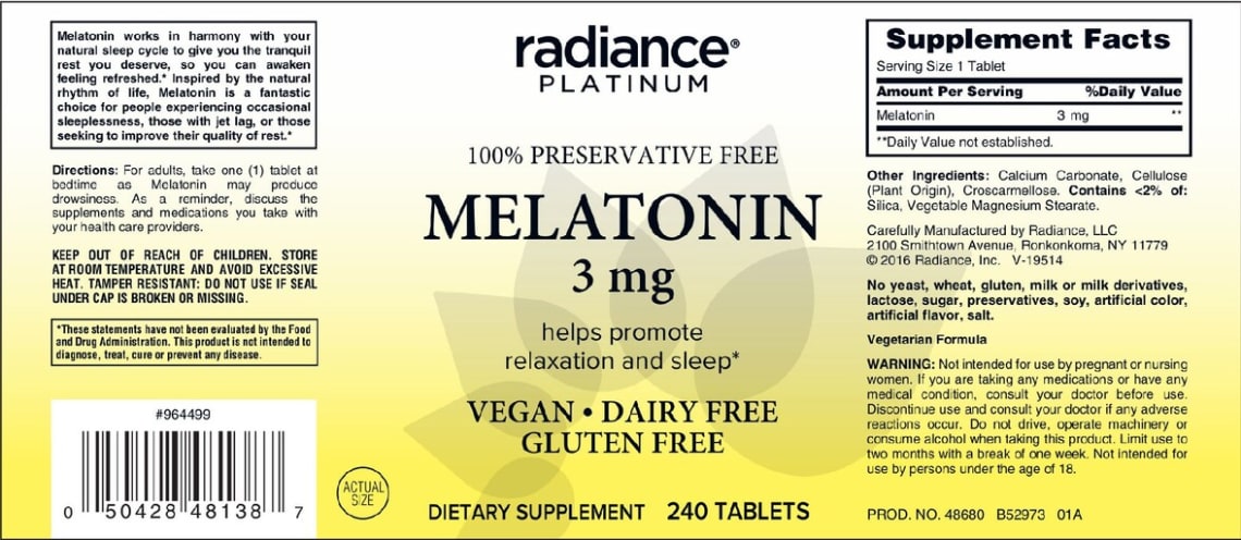 Melatonin 3 mg from Radiance Platinum