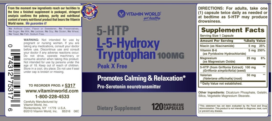 5-HTP L-5-Hydroxy Tryptophan 100 mg from Vitamin World