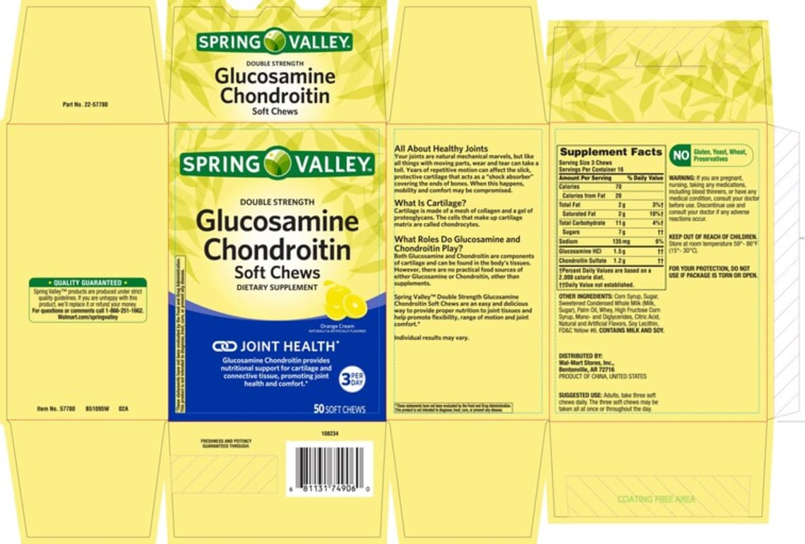 Double Strength Glucosamine Chondroitin Soft Chews Orange Cream from Spring Valley