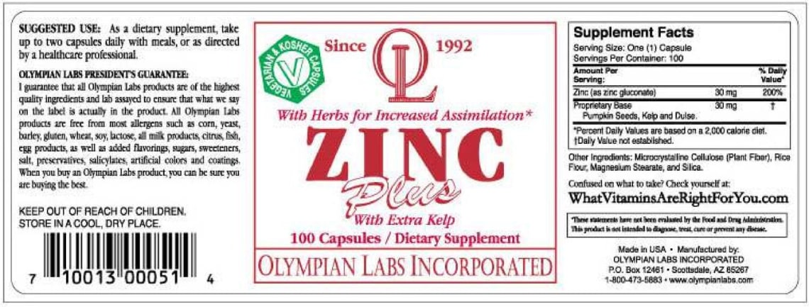 Zinc Plus With Extra Kelp from OL Olympian Labs Incorporated