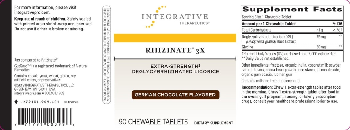 Rhizinate 3X German Chocolate Flavored from Integrative Therapeutics