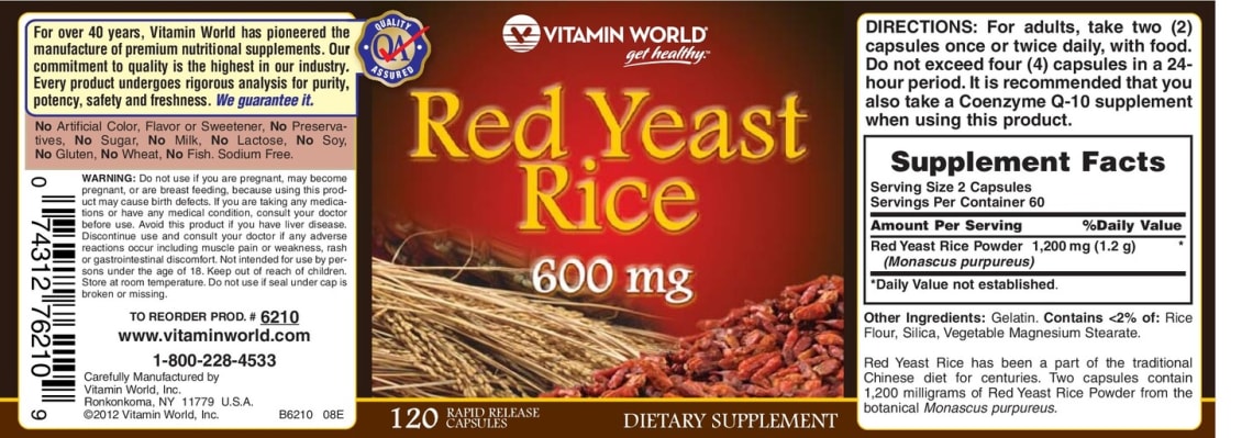 Red Yeast Rice 600 mg from Vitamin World