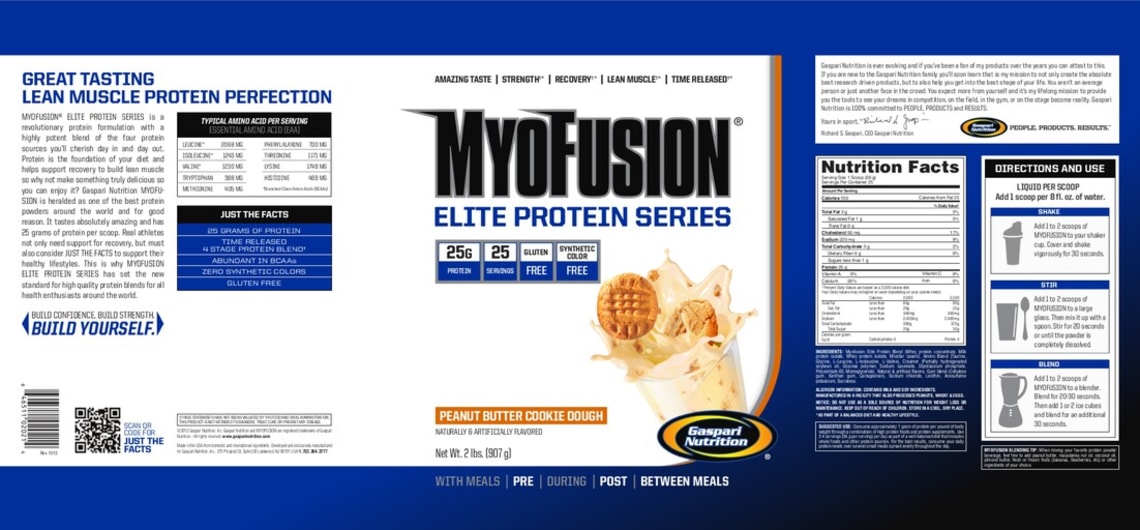 MyoFusion Elite Protein Series Peanut Butter Cookie Dough from Gaspari Nutrition