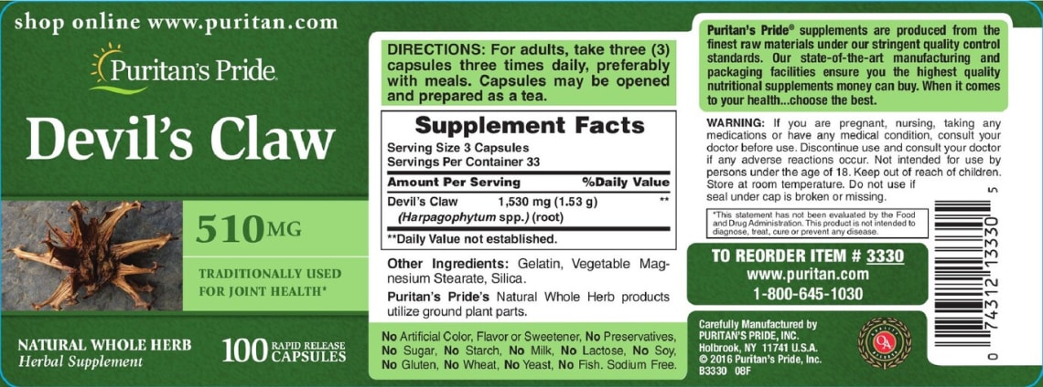 Devil's Claw 510 mg from Puritan's Pride