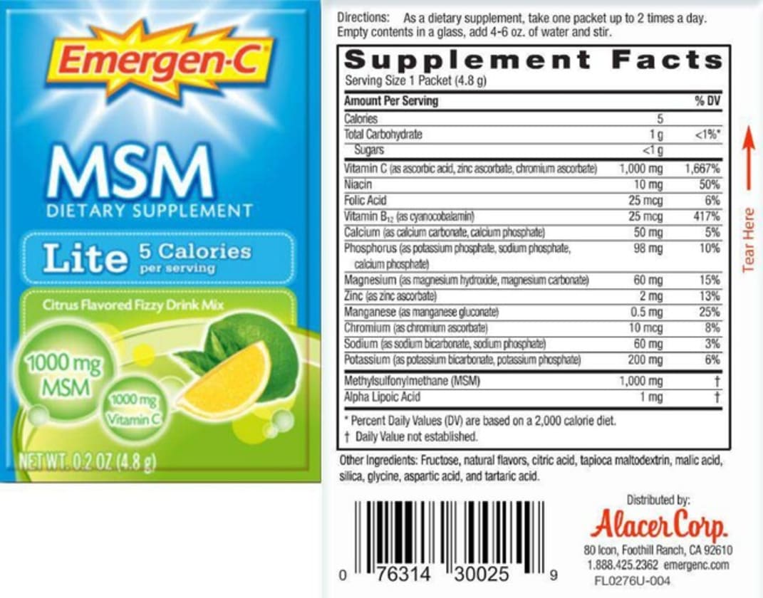 MSM Lite Citrus Flavored Fizzy Drink Mix from Emergen-C