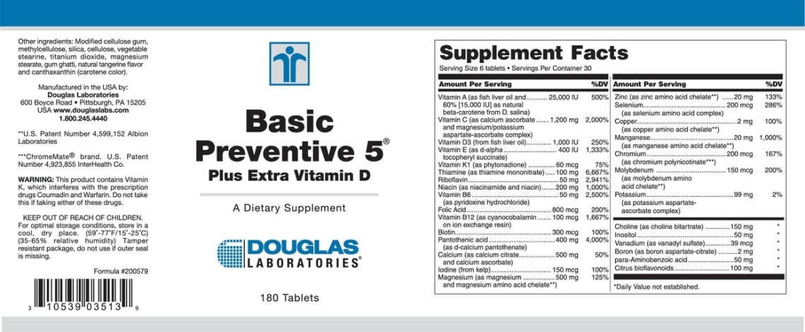Basic Preventive 5 Plus Extra Vitamin D from Douglas Laboratories