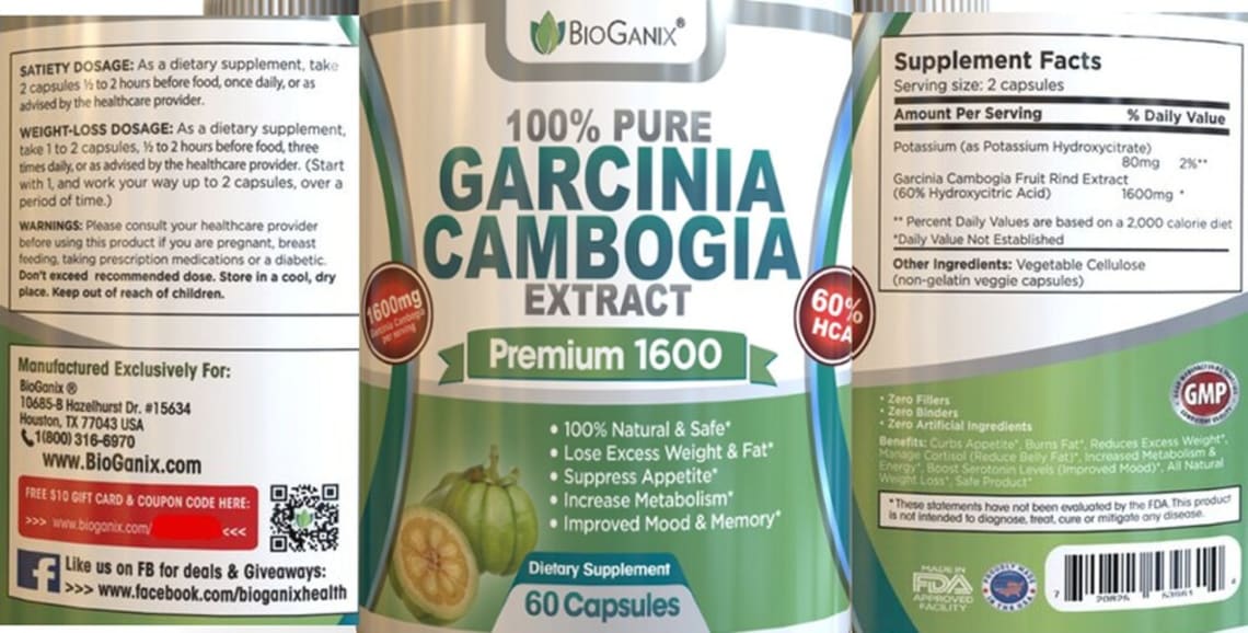 100% Pure Garcinia Cambogia Extract 1600 mg from BioGanix