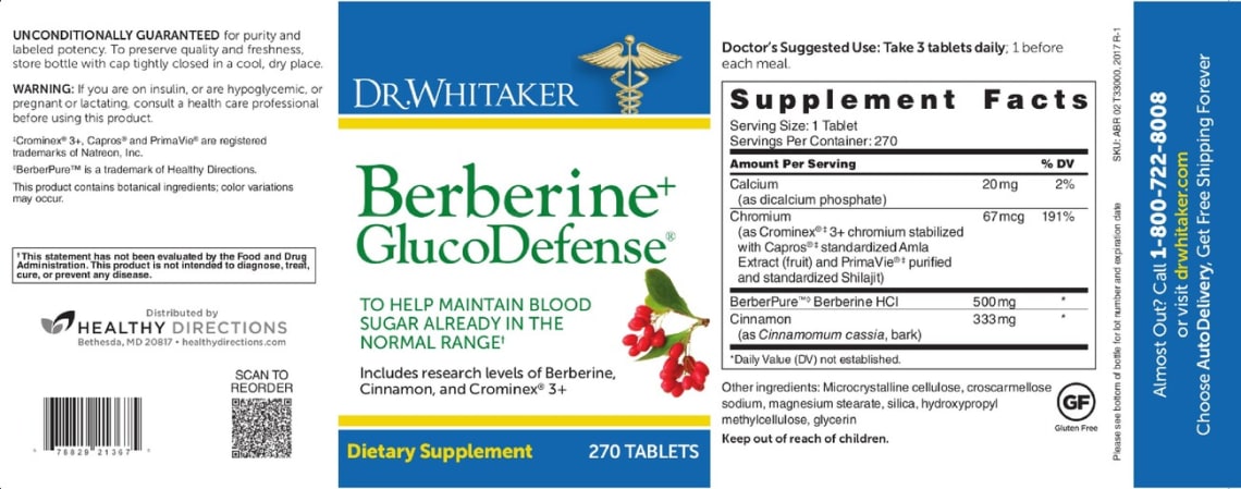 Berberine+ GlucoDefense from Dr. Whitaker