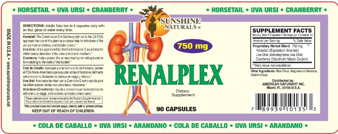 Renalplex 750 mg from Sunshine Naturals