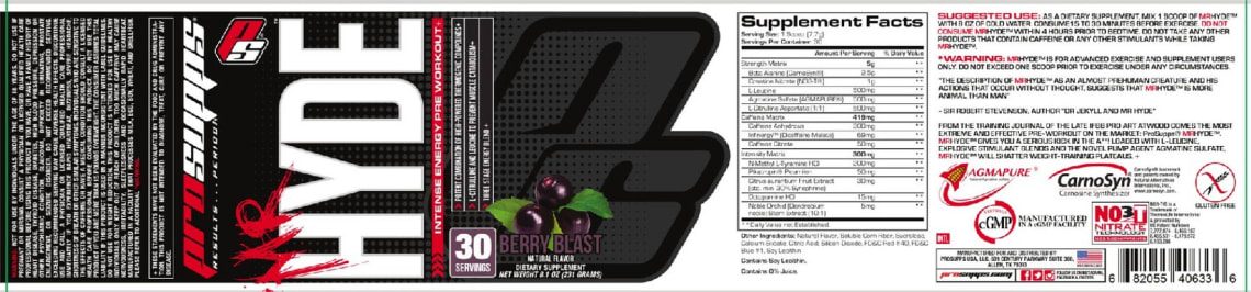 Mr Hyde Intense Pre Workout Berry Blast from PS ProSupps