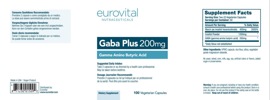 Gaba Plus 200 mg from Eurovital Nutraceuticals