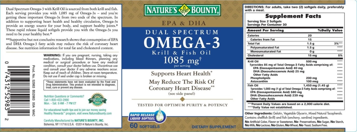 Dual Spectrum Omega-3 Krill & Fish Oil 1085 mg from Nature's Bounty