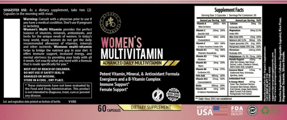 Women's Multivitamin from iPro Organic Supplements