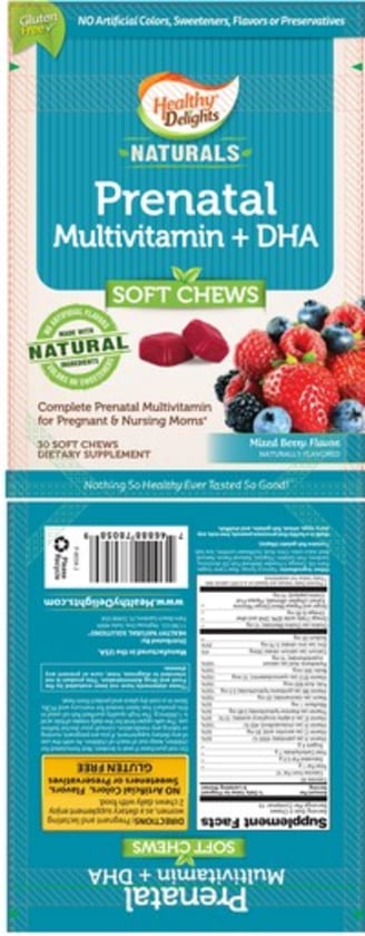 Prenatal Multivitamin + DHA Chews Mixed Berry Flavor from Healthy Delights Naturals