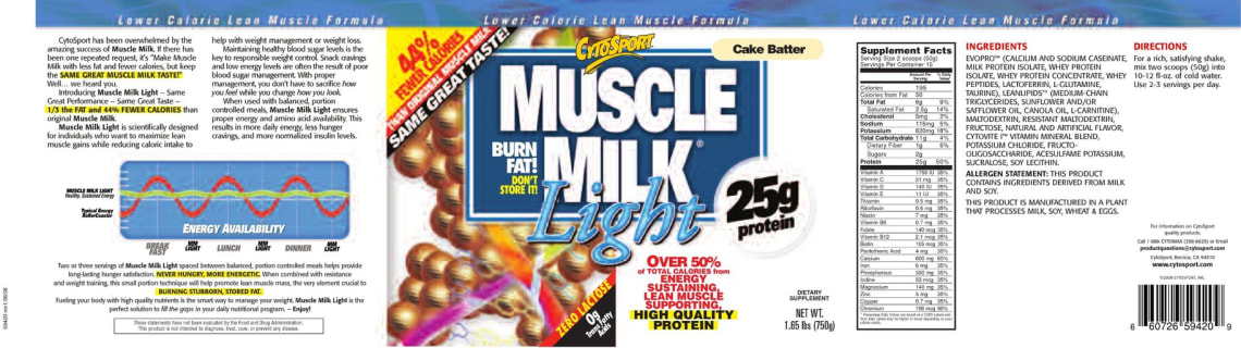 Muscle Milk Light Cake Batter from CytoSport