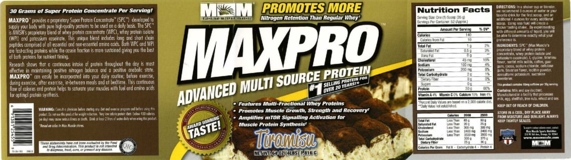 Maxpro Tiramisu from MM Sports Nutrition