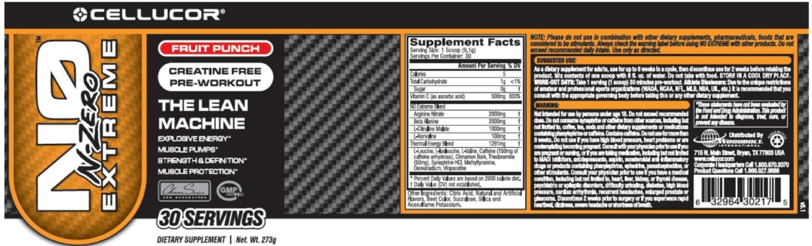 N0 N-Zero Extreme Fruit Punch from Cellucor